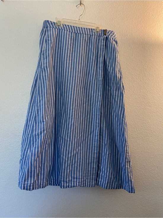 Pact Dresses & Skirts - Pact Blue and White Linen Vertical Stripe A-Line Skirt